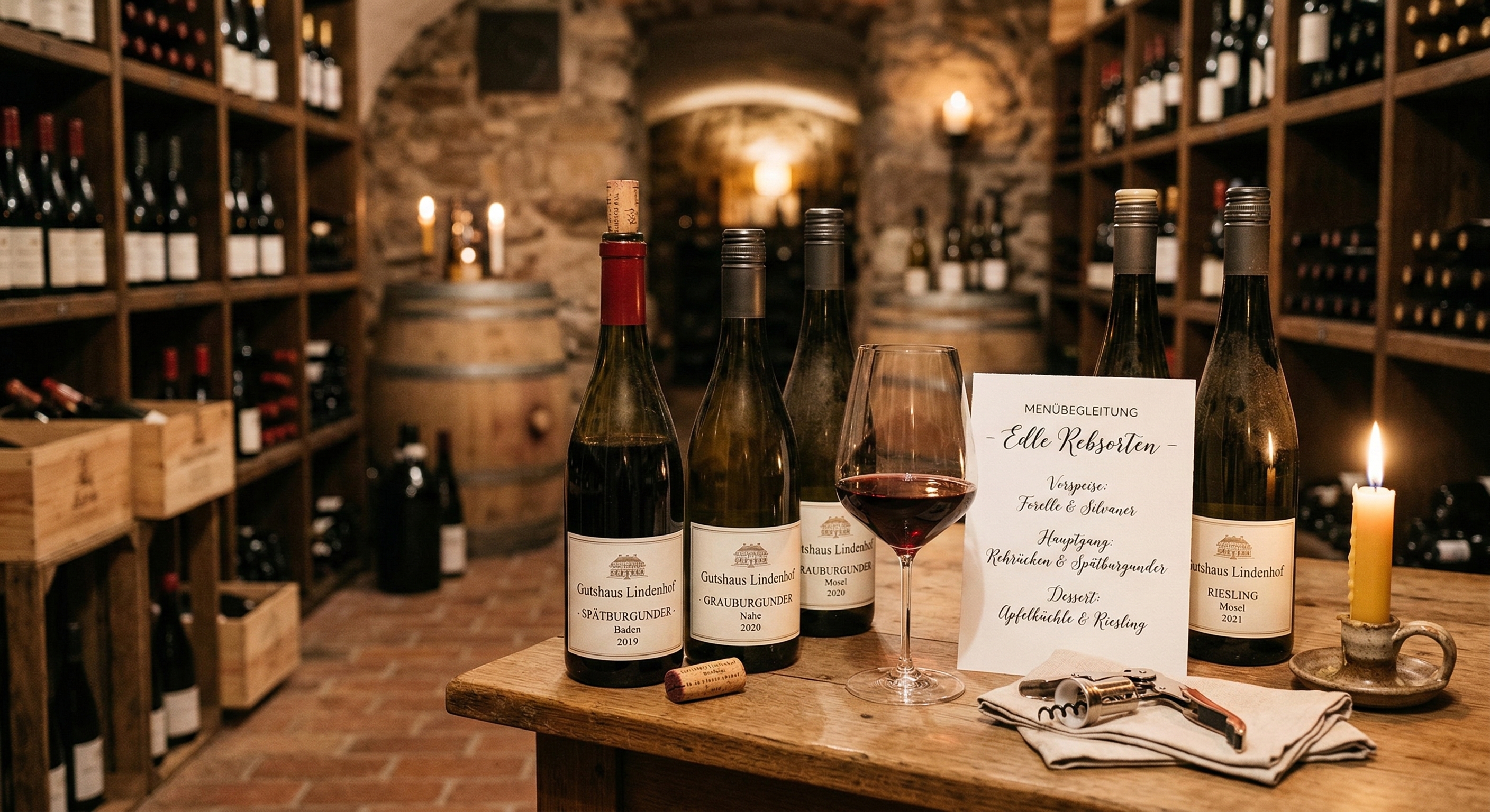 Edle Rebsorten aus der Region - Hauseigener Weinkeller der Gaststätte Figl